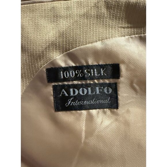 Adolfo International Blazer 100% SILK Tan Beige Stripe 46R Quiet Luxury - Picture 9 of 9